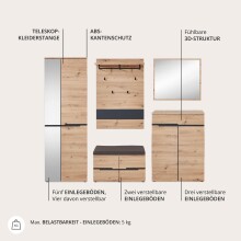 Garderoben-Set >Memphis< (2-teilig) Artisan Eiche Dekor / Graphit - 80x192x38 (BxHxT)