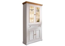 Wohnwand >WZ-0133< (3-teilig) weiss / eichefarbig - 377x214x42 (BxHxT)