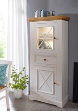 Wohnwand >WZ-0133< (2-teilig) weiss / eichefarbig - 268x177x42 (BxHxT)
