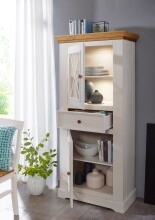 Wohnwand >WZ-0133< (2-teilig) weiss / eichefarbig - 268x177x42 (BxHxT)