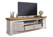 Wohnwand >WZ-0133< (2-teilig) weiss / eichefarbig - 268x177x42 (BxHxT)
