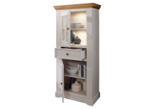 Wohnwand >WZ-0133< (3-teilig) weiss / eichefarbig - 248x177x42 (BxHxT)