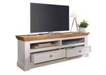 Wohnwand >WZ-0133< (3-teilig) weiss / eichefarbig - 278x214x42 (BxHxT)