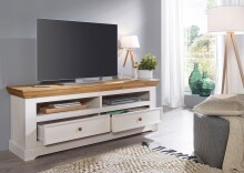 Wohnwand >WZ-0133< (4-teilig) weiss /  eichefarbig - 357x214x42 (BxHxT)