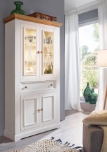 Wohnwand >WZ-0133< (4-teilig) weiss /  eichefarbig - 357x214x42 (BxHxT)
