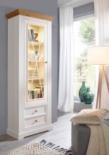 Wohnwand >WZ-0133< (3-teilig) weiss / eichefarbig - 248x214x42 (BxHxT)
