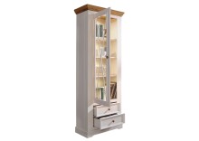 Wohnwand >WZ-0133< (3-teilig) weiss / eichefarbig - 248x214x42 (BxHxT)