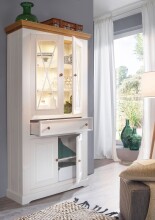 Wohnwand >WZ-0133< (4-teilig) weiss / eichefarbig - 357x214x42 (BxHxT)
