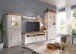 Wohnwand >WZ-0133< (4-teilig) weiss / eichefarbig - 357x214x42 (BxHxT)