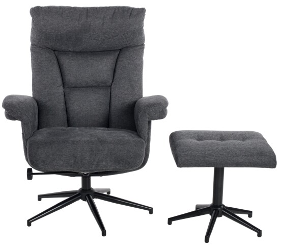 Relaxsessel >Olvera< (2-teilig) inkl. Hocker, anthrazit - 87x108x82 (BxHxT)