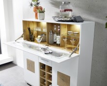 Barschrank >Fun Plus< in weiss matt / Eiche Dekor - 120x129x37 (BxHxT)