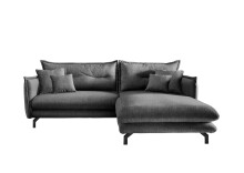 Polsterecke >Launce< verstellbare Armlehnen, Zier-Wendekissen, asche - 255x94x180cm (BxHxT)
