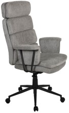 Chefsessel >Junis< höhenverstellbarer Kopfstütze, grau, Webstoff - 77x118x77cm (BxHxT)