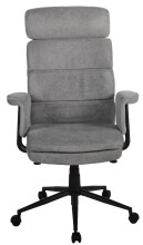 Chefsessel >Junis< höhenverstellbarer Kopfstütze, grau, Webstoff - 77x118x77cm (BxHxT)