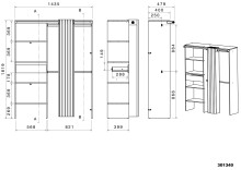 Vorhang-Schrank >Bari 1< 2 Stangen, 5 Fächer, Weiss / grau - 143x182x48cm (BxHxT)