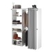 Vorhang-Schrank >Bari 1< 2 Stangen, 5 Fächer, Weiss / grau - 143x182x48cm (BxHxT)
