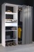 Vorhang-Schrank >Bari 1< 2 Stangen, 5 Fächer, Weiss / grau - 143x182x48cm (BxHxT)