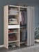 Vorhang-Schrank >Bari 2< 2 Stangen, 5 Fächer, Akazie Dekor / grau - 143x182x48cm (BxHxT)