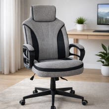 Chefsessel >Sandro< ergonomisch, grau / schwarz, Webstoff - 66x117x66cm (BxHxT)