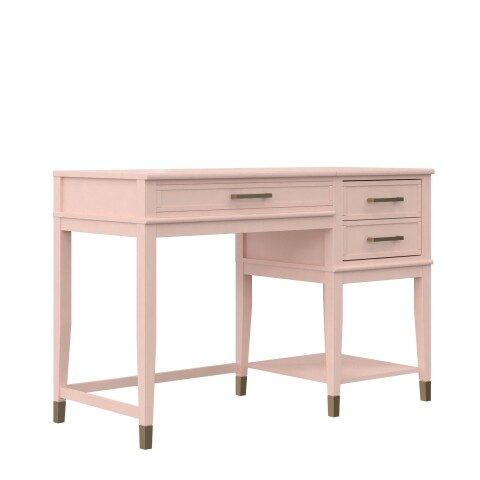 Schreibtisch >Bendik< 2 Schubladen, Rot, MDF/Kautschukholz/Metall - 115x77x49cm (BxHxT)