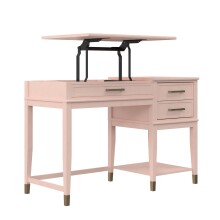 Schreibtisch >Bendik< 2 Schubladen, Rot, MDF/Kautschukholz/Metall - 115x77x49cm (BxHxT)