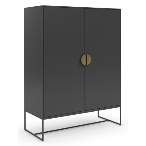 Hochschrank >Asia< in Anthrazit - 90x125x40cm (BxHxT)