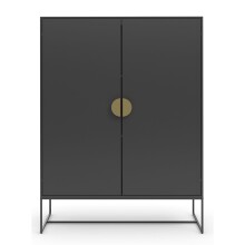 Hochschrank >Asia< in Anthrazit - 90x125x40cm (BxHxT)