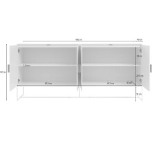 Sideboard >Asia< in Anthrazit - 180x82x40cm (BxHxT)