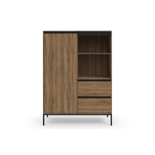 Hochkommode >Bari< in Eichenoptik Braun - 90x124x40cm (BxHxT)