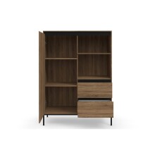 Hochkommode >Bari< in Eichenoptik Braun - 90x124x40cm (BxHxT)