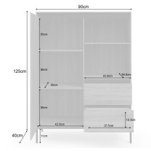 Hochkommode >Bari< in Eichenoptik Braun - 90x124x40cm (BxHxT)