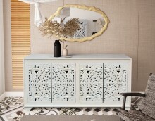 Sideboard >Kalita< in Weiß, Massivholz -...