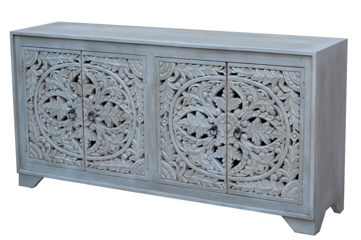 Sideboard >Kalita< in Grau, Massivholz - 170x85x40cm (BxHxT)