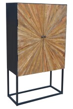 Highboard >Madira< in Schwarz, Mangoholz/Metall -...
