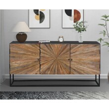 Sideboard >Madira< in Schwarz, Mangoholz/Metall -...