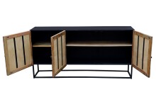 Sideboard >Madira< in Schwarz, Mangoholz/Metall - 180x90x40cm (BxHxT)
