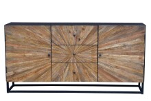 Sideboard >Madira< in Schwarz, Mangoholz/Metall - 180x90x40cm (BxHxT)