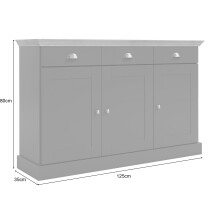 Sideboard >Motala< in Weiß - 125x80x35cm (BxHxT)