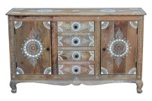 Sideboard >Sharma< in Braun, Mangoholz - 140x85x40cm (BxHxT)