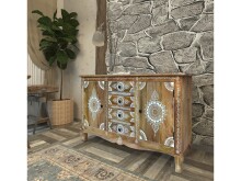 Sideboard >Sharma< in Braun, Mangoholz - 140x85x40cm (BxHxT)