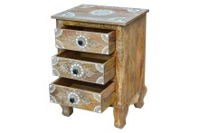 Nachtkommode >Sharma< in Braun, Mangoholz - 50x70x40cm (BxHxT)