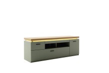 Wohnwand >MONIZ< (2-teilig) Salbei / Eiche, Lowboard 156x57x44cm, Wandboard 65x96x26cm
