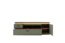 Wohnwand >MONIZ< (2-teilig) Salbei /Eiche, Lowboard 156x57x44cm, Highboard 98x144x38cm