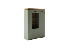 Wohnwand >MONIZ< (2-teilig) Salbei /Eiche, Lowboard 156x57x44cm, Highboard 98x144x38cm