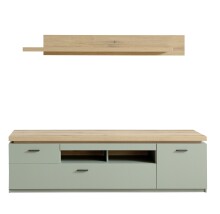 Wohnwand >MONIZ< (2-teilig) Salbei/Eiche, Lowboard...