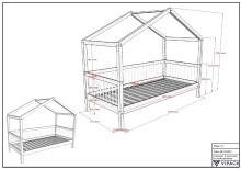 Hausbett >Buche Massiv< in Buche massiv weiß lackiert - 207,5x170x97,5 (BxHxT)