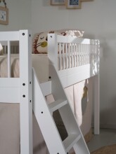Spielbett >Buche Massiv< in Buche massiv weiß lackiert - 207,5x114x97,5 (BxHxT)