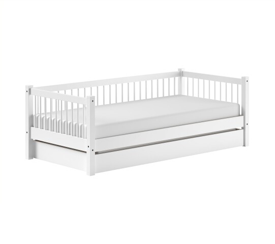 Daybett >Buche Massiv< in Buche massiv weiß lackiert - 207,5x68x97,5 (BxHxT)