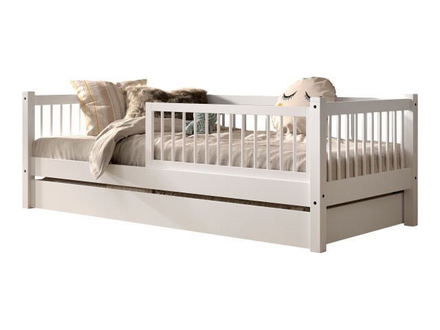 Daybett >Buche Massiv< in Buche massiv weiß lackiert - 207,5x68x97,5 (BxHxT)