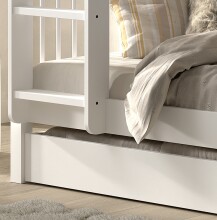 Etagenbett >Buche Massiv< in weiß lackiert - 207,5x175,4x97,5 (BxHxT)